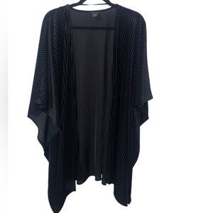 LANE BRYANT Open Velvet Stripe Cardigan Black One Size